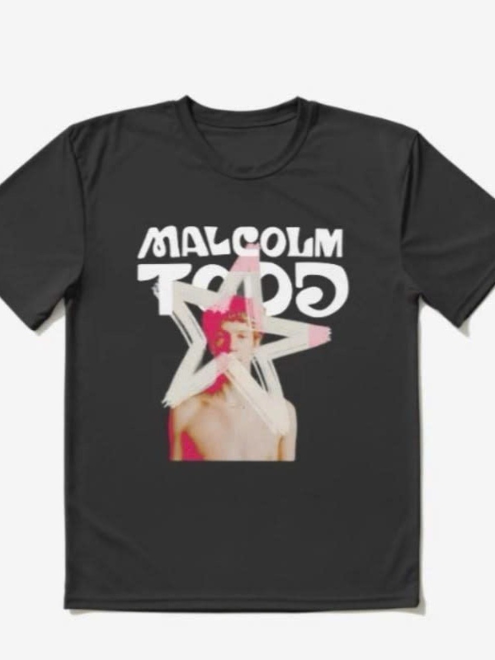 Gildan Black Malcolm Todd Graphic Tee with Pink & White Star